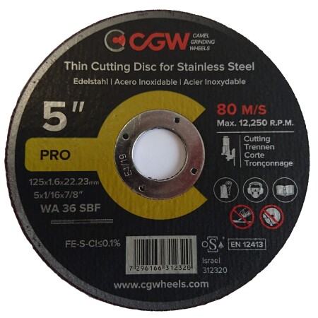 Cutting disc CGW T-1 125*1.6 WA36 SBF INOX - CGW
