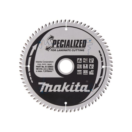 Cutting disc for laminate MAKITA 216x30x2.5mm 72T 5° - Makita Accessories