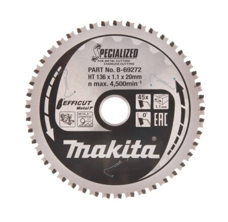 Cutting disc for metal MAKITA Efficut 136x20x1.1mm Z45 - Makita Accessories