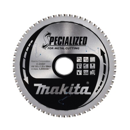 Cutting disc for thin metal MAKITA 185x30x1.25mm Z60 - Makita Accessories