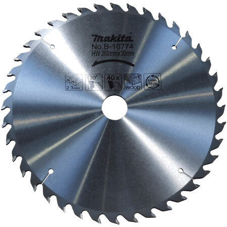 Cutting disc for wood MAKITA B-10774 260x30x2.3mm 40T - Makita Accessories