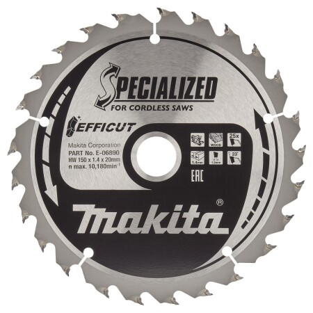 Cutting disc for wood MAKITA Efficut 150x20x1.4mm 25T 23° - Makita Accessories