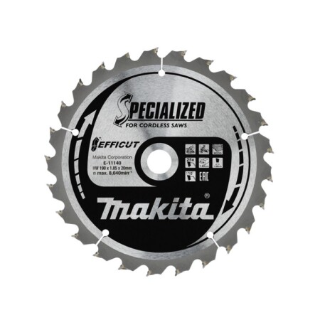Cutting disc for wood MAKITA Efficut 190x20x1.8mm 25T - Makita Accessories