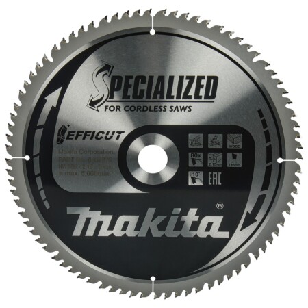 Cutting disc for wood MAKITA Efficut 305x30x2.15mm T80 10° - Makita Accessories
