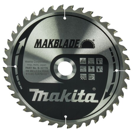 Cutting disc for wood MAKITA Makblade 260x2.3x30mm 40T 5° - Makita Accessories