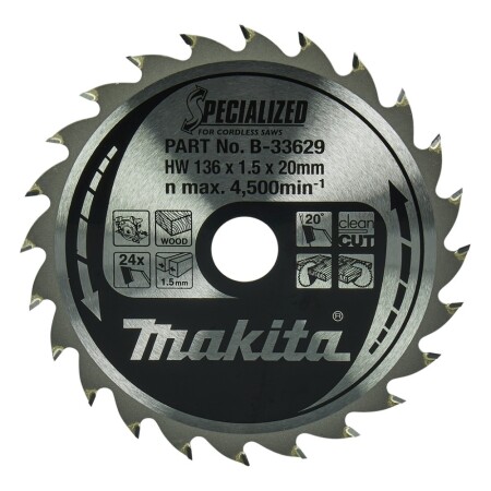 Cutting disc MAKITA 136x20x1.5mm 24T 20° DSS501 - Makita Accessories