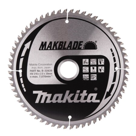 Cutting disc MAKITA 216x2x30mm 60T 5° - Makita Accessories