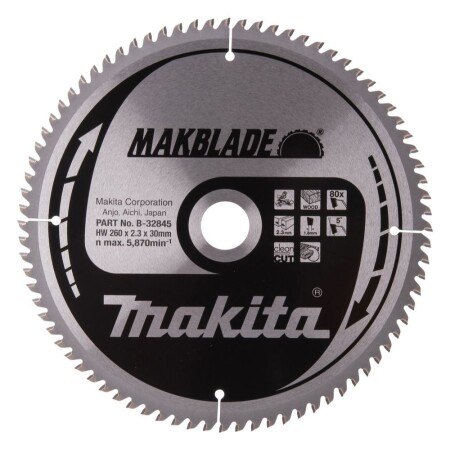Cutting disc MAKITA 260x2.3x30mm Z80 5° - Makita Accessories