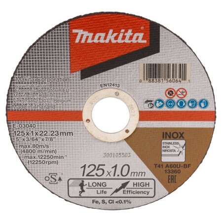 Cutting disc MAKITA A60U RST 125x1mm - Makita Accessories