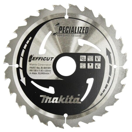 Cutting disc MAKITA Efficut 190x1.45x30mm 24T 23° - Makita Accessories