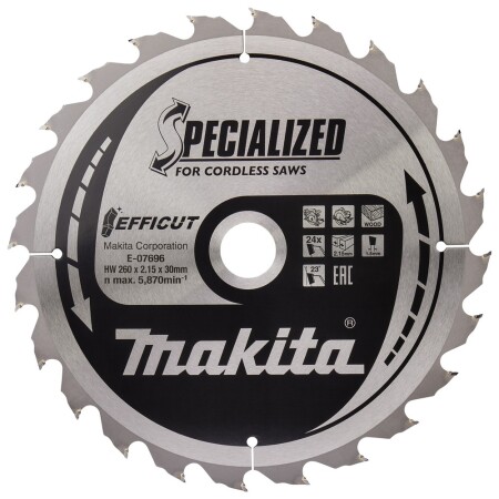 Cutting disc MAKITA Efficut 260x30x2.15mm 24T 23º - Makita Accessories