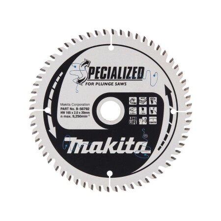 Cutting disc MAKITA for MDF and laminate 165x20x2.0 60T MDF - Makita Accessories