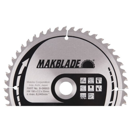Cutting disc MAKITA Makblade 190x20x2.3mm 5° T48 - Makita Accessories