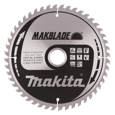 Cutting disc MAKITA Makblade 216x30x2.4mm 48T 5° - Makita Accessories