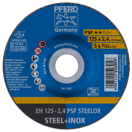 Cutting disc PFERD EH125-2.4 PSF STEELOX - Pferd