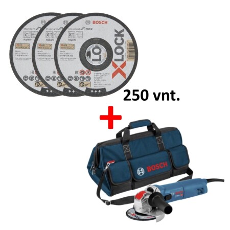 Cutting discs BOSCH 125x1.0mm X-Lock Standart Inox, 250pcs. with accessories - Bosch