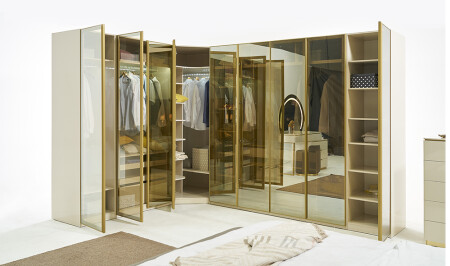 Cyprus Glass Corner Wardrobe - Cadde Yıldız