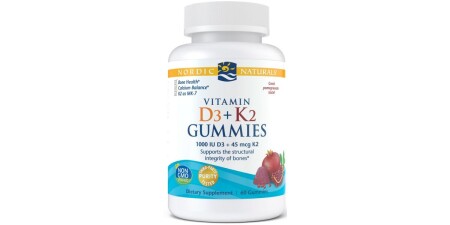 D3+K2 Vitamini Sakızları, Nar Aromalı - 60 adet sakız - Nordic Naturals