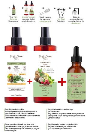 Daily Dream Care Powerful 3-Piece Miraculous Hair Set Rosemary Tonic + Vinegar Tonic + Rosemary Complex Oil - Daily Dream Care