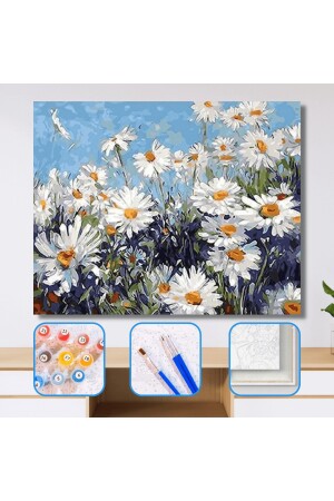 Daisy Field Painting by Numbers Set with Frame and Hoop ASW121562388 - kendinyaphobi