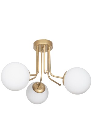 Daisy Lüks Modern Tasarım Plafonyer Gold Renk Beyaz Camlı Salon - Mutfak - Yatak Odası 3 Lü Avize DAİ777 - Fer Avize