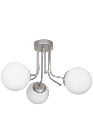 Daisy Luxuriöses, modernes Design-Tischset, graue Farbe, weißes Glas, Wohnzimmer – Küche – Schlafzimmer, 3-teiliger Kronleuchter TYC00739810091 - Fer Avize