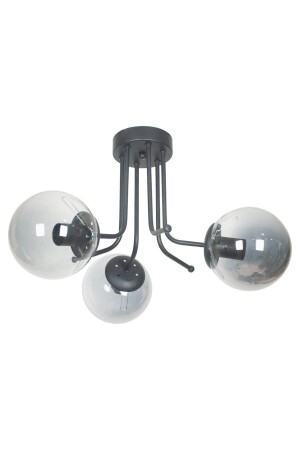 Daisy Luxury Modern Design Plafonier Black Color Smoked Glass Living Room - Kitchen - Bedroom 3-Piece Chandelier TYC00739811654 - Fer Avize