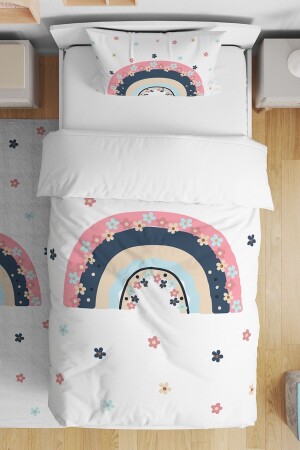 Daisy Rainbow Patterned Single Baby Kids Duvet Cover Set evnev00294 - Evpanya