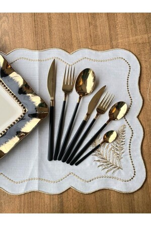 Dali Allegra Gold Schwarz 42-teiliges Besteckset für 6 Personen Çkb 113006 - ROSSEV