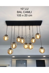 Dali Serisi 10'lu Yemek Masası Avizesi - Siyah Kasa - Bal Cam TRK-GLOP10 - Lamp24