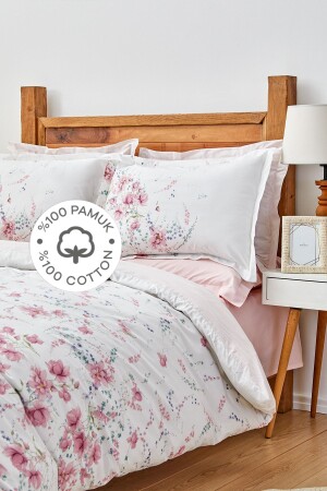 Dalila Pink 100% Cotton Double Duvet Cover Set 200. 18. 01. 0640 - Karaca Home