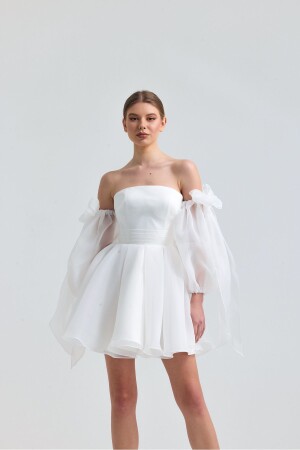 Dalya Beyaz Straplez Mini Elbise - Tangül&Ali's Moda Evi