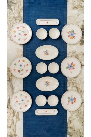 Dalya Porcelain 16 Piece Breakfast Set for 6 People - Heda Porselen