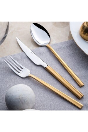 Dalyan 24 Carat Satin Gold Plated 72 Piece Fork Spoon Knife Set with Cardboard Box 1219569 - Nehir