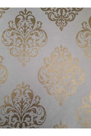 Damaks Desenli Krem&gold Klasik Duvar Kağıdı(5m2) - 3D White