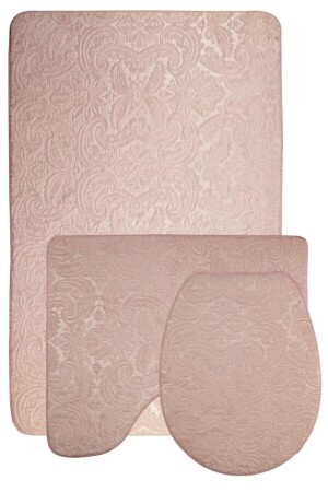 Damask 3’lü Pudra Ultrasoft Desenli Klozet Takımı Banyo Halısı Paspas Seti BnyUltraDesen - Bonny Home