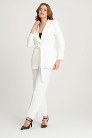 Damen-Blazer mit Schalkragen, zum Binden, mit gefälschten Taschen und Gürtel, flexibler Hosenanzug mit Röhrenbeinen - Bella Breeze