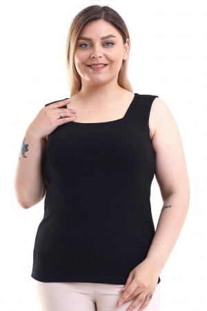 Damen-Bluse in Übergröße mit dicken Trägern, ärmellos, Schwarz - Lir