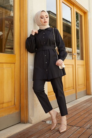 Damen-Doppelanzug mit schwarzem Gürtel - Festmoda