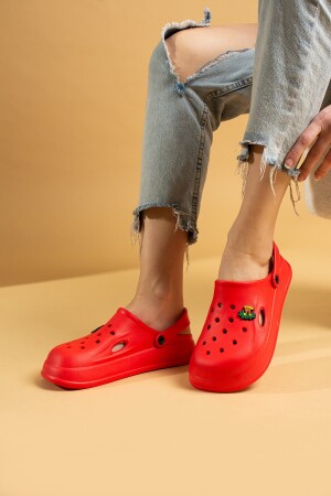 Damen Eva Sea Beach Cook Doctor Nurse Hospital Bequeme Sandalen-Hausschuhe in Rot - Pembe Potin