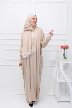 Damen-Gebetskleid aus Spitze mit Kopftuch - Kutay Collection