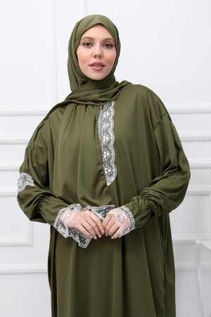 Damen-Gebetskleid aus Spitze mit Kopftuch - Kutay Collection