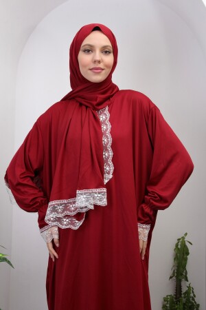 Damen-Gebetskleid aus Spitze mit Kopftuch - Kutay Collection