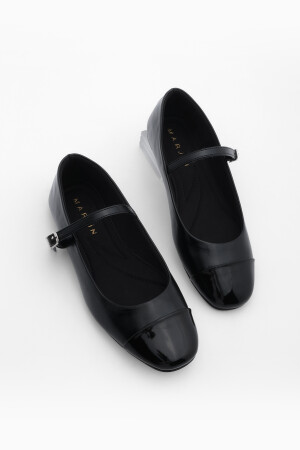 Damen-Helm-Ballerina-Schuhe Mary Jane Losep Schwarz - Marjin