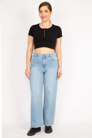 Damen-Jeans in Blau, große Größe, 5 Taschen, Lycra-frei, 65n36035 - Şans