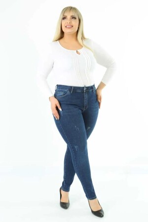 Damen-Jeans mit hoher Taille, Skinny-Fit, Übergröße, Denim-Hosec597 - Cedy Denim