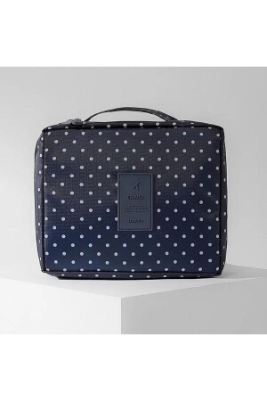 Damen-Make-up-Tasche mit marineblauem Polka-Dot-Muster - Batekso