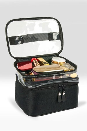 Damen-Make-up-Tasche mit zwei großen Fächern, faltbare Pflege-Reise-Organizer-Make-up-Tasche - Ankaflex