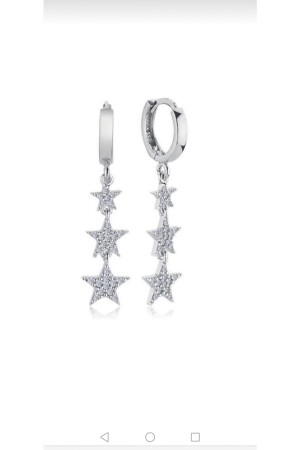 Damen-Ohrringe aus 925er-Sterlingsilber mit weißem Stein, Reihenstern - Bilsen Store