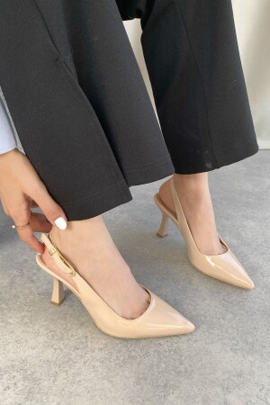 Damen-Ovis-Schuhe mit spitzem Absatz – Leder-Patent - Modaadam